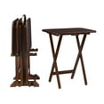thumbnail image 1 of Burke Folding Tray Table Set with Stand, 5 Pieces, Dark Cherry and White, 1 of 17
