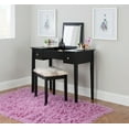 thumbnail image 1 of Linon Butterfly Vanity and Padded Stool Flip Up Mirror 2 Drawers in Black Wood, 1 of 37