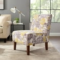 thumbnail image 1 of Linon Bynum Bridey Pattern Slipper Accent Chair, Gray/Yellow, 1 of 6