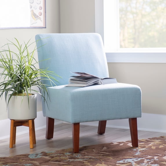 Linon Bynum Slipper Side Accent Chair, Light Blue