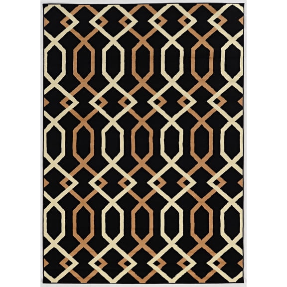 Linon Calibri Dana Machine Made Polypropylene 6'5"x9'3" Rug in Black