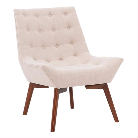 Linon Cambria Wood Upholstered Tufted Accent Chair in Natural