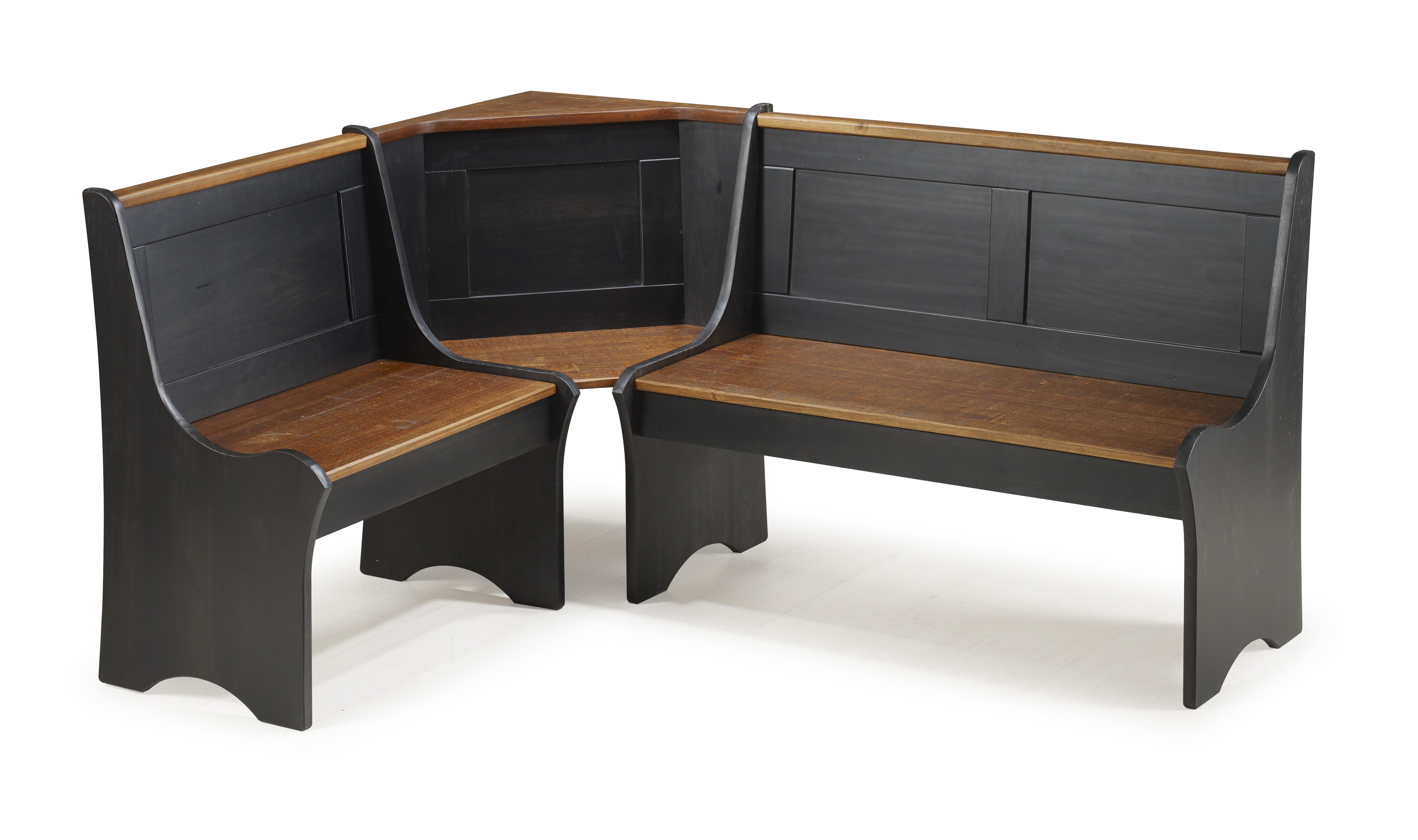 Parkside Antique Black and Pine Wood Corner Dining Nook Set