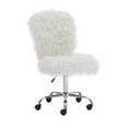 thumbnail image 1 of Linon Cami Faux Fur Upholstered Armless Office Task Chair in Cream White, 1 of 15