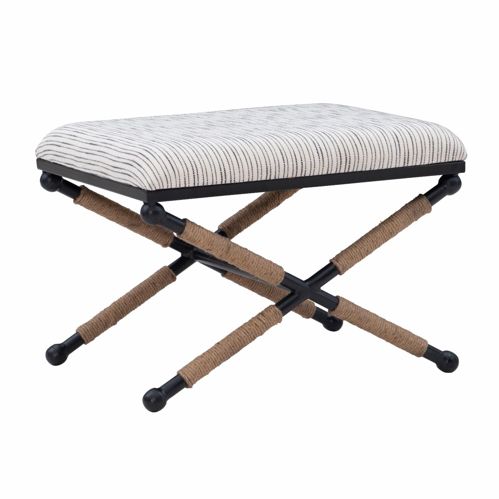 Ashburn Black and White Striped Cotton Campaign Stool