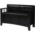 thumbnail image 1 of Linon Carlton Storage Bench Faux Leather Padded Back & Seat in Black Wood, 1 of 6