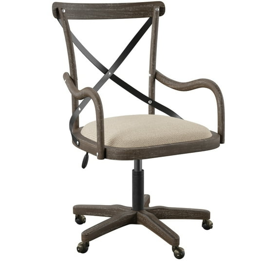 Linon Carson Wood and Metal High Back Indoor Executive Chair, Graywash
