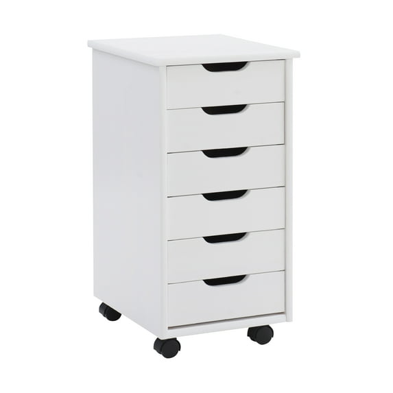 Linon Cary 6-Drawer Rolling Storage Utility Cart, White