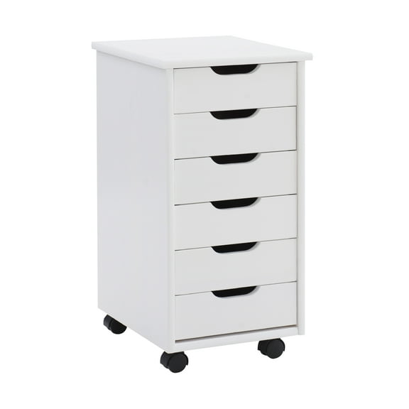 Linon Cary 6-Drawer Rolling Storage Utility Cart, White