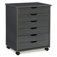 thumbnail image 1 of Linon Cary Gray Six Drawer Wide Roll Cart, 1 of 23