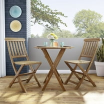 Linon Catalan 3-Piece Acacia Outdoor Bistro Set with Table and Chairs, Acorn