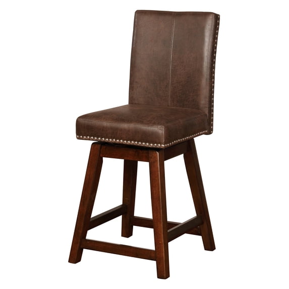 Linon Cedar Wood Swivel Counter Stool, Brown, 26 inch Seat Height