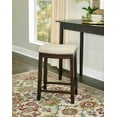 thumbnail image 1 of Linon Cessford 26" Backless Indoor Counter Stool, Dark Walnut and Beige Linen Fabric, Includes 1 Stool, 1 of 5