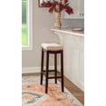 thumbnail image 1 of Linon Cessford 32" Backless Indoor Bar Stool, Dark Walnut and Beige Linen Fabric, Includes 1 Stool, 1 of 10