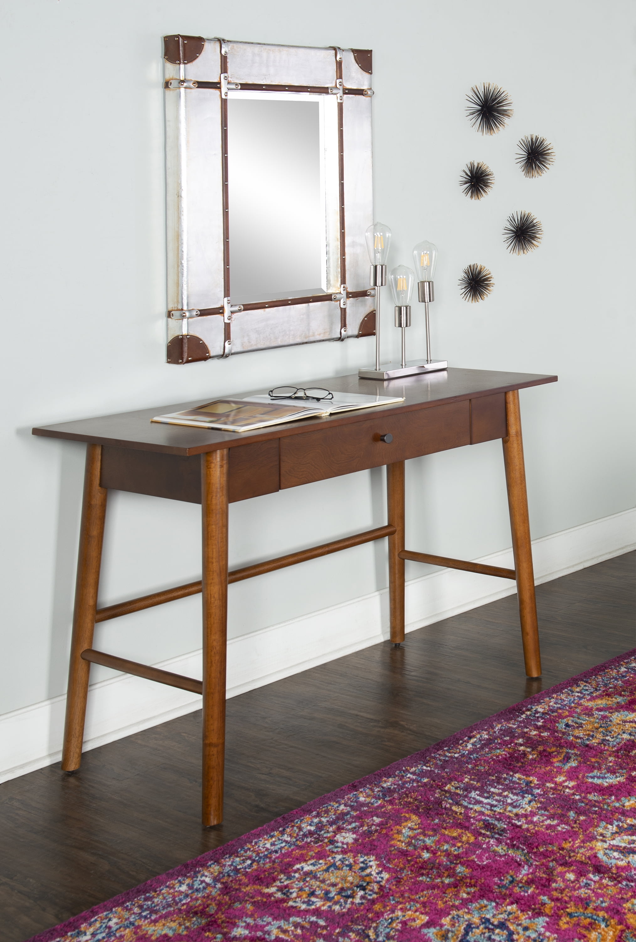 Mid-Century Modern Walnut Desk with Sleek Storage Drawer