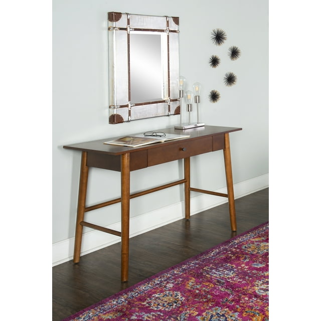Linon Charlotte Desk, Rich Brown Finish, 30 inches Tall