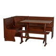 thumbnail image 1 of Linon Chelsea 3-Piece Farmhouse Wood Dining Nook with Table & Storage, Seats 5-6, Walnut, 1 of 11