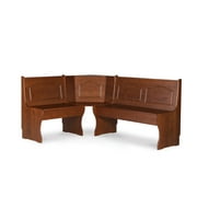 Linon Chelsea Corner Dining Nook Unit with Storage in Stained Walnut Pine Wood