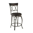 thumbnail image 1 of Linon Circles 24.5" Indoor Metal Swivel Counter Stool, Distressed Bronze/Dark Brown Faux Leather, 1 of 10
