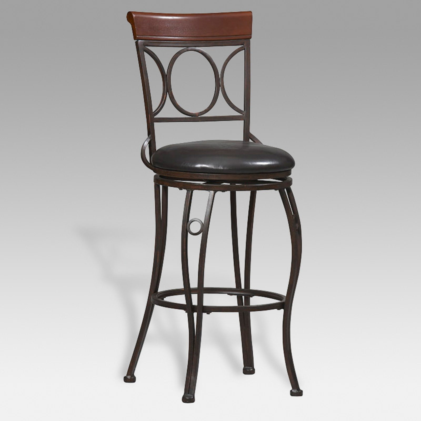 Linon 24'' Dark Brown Metal and Faux Leather Swivel Counter Stool