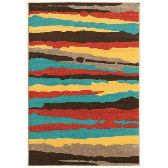 Linon Claremont Larva Power Loomed Polypropylene 2'x3' Rug in Terracotta Red
