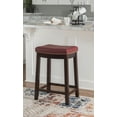 thumbnail image 1 of Linon Claridge 26.5" Backless Indoor Wood Counter Stool, Dark Brown/Red Faux Leather, 1 Stool, 1 of 2
