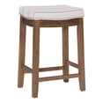thumbnail image 1 of Linon Claridge 26.5" Backless Wood Counter Stool, Dark Brown/Natural Striped Fabric, Includes 1 Stool, 1 of 7