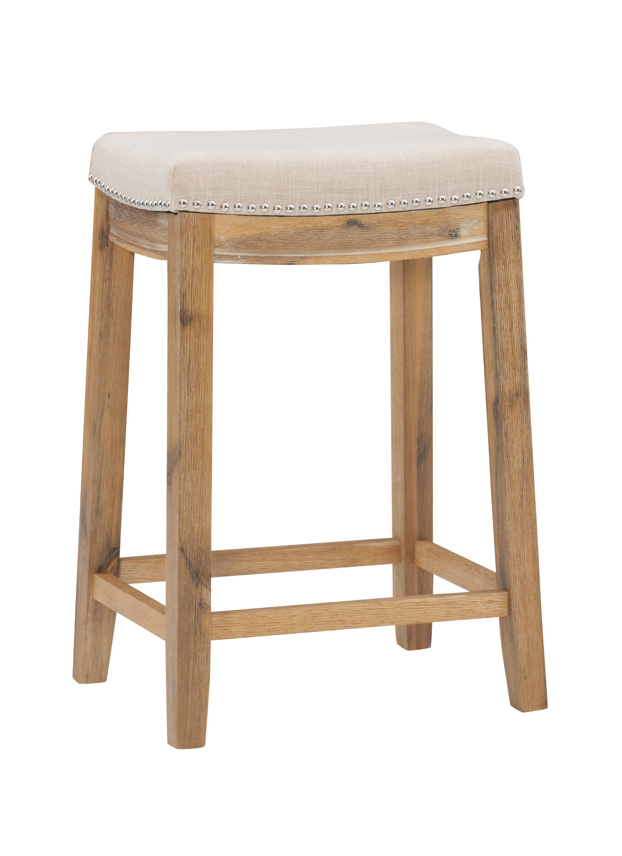 Claridge Backless Acacia Counter Height Barstool - Beige