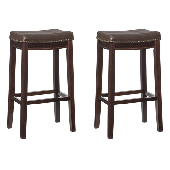 Linon Boho Claridge Set Of 2 Bar Stool With Wenge Finish BS280BRNPU-02PK-KD