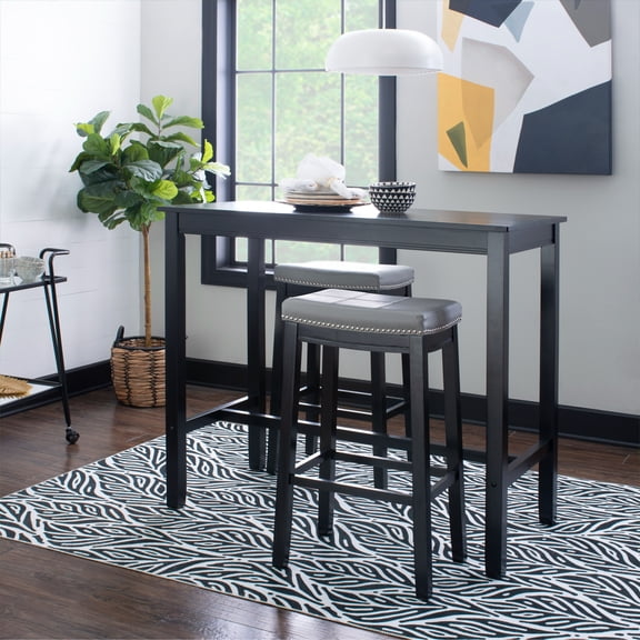 Contemporary Home Living 3-Piece Bar Table and Stool Set- 47.25" - Black and Gray