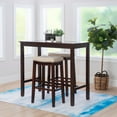 thumbnail image 1 of Linon Claridge 3-Piece Bar Height Tavern Set, Walnut/Natural Linen, 1 of 15