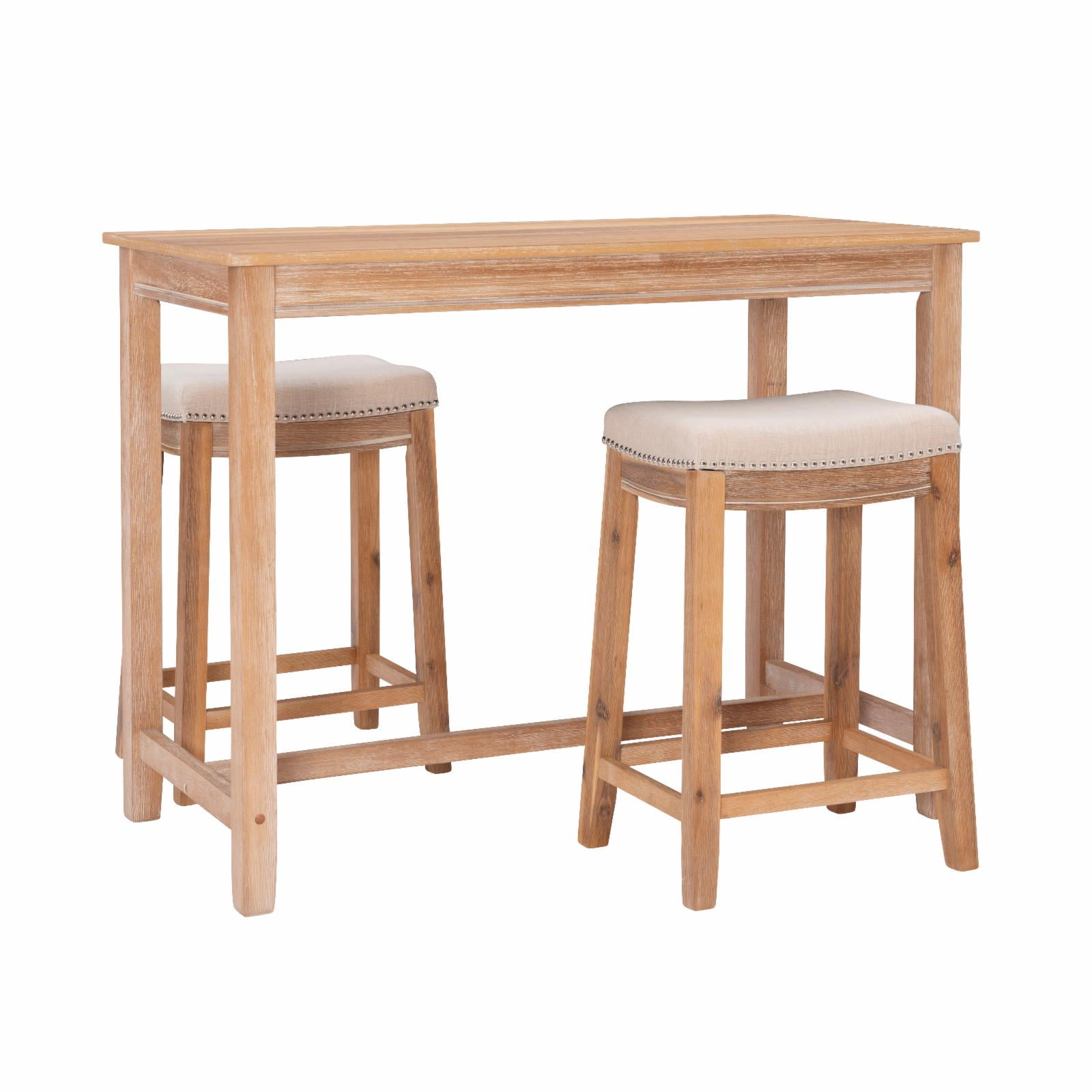 Claridge 51.5" Multistep Distressed Brown Bistro Set with Linen Upholstery