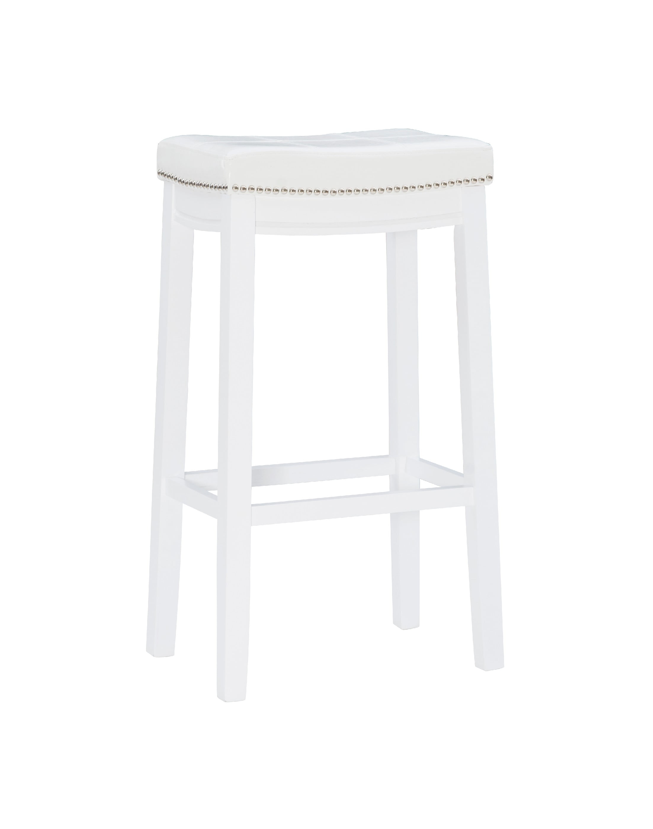 Linon Claridge 32" Backless Bar Stool, Classic White Finish with