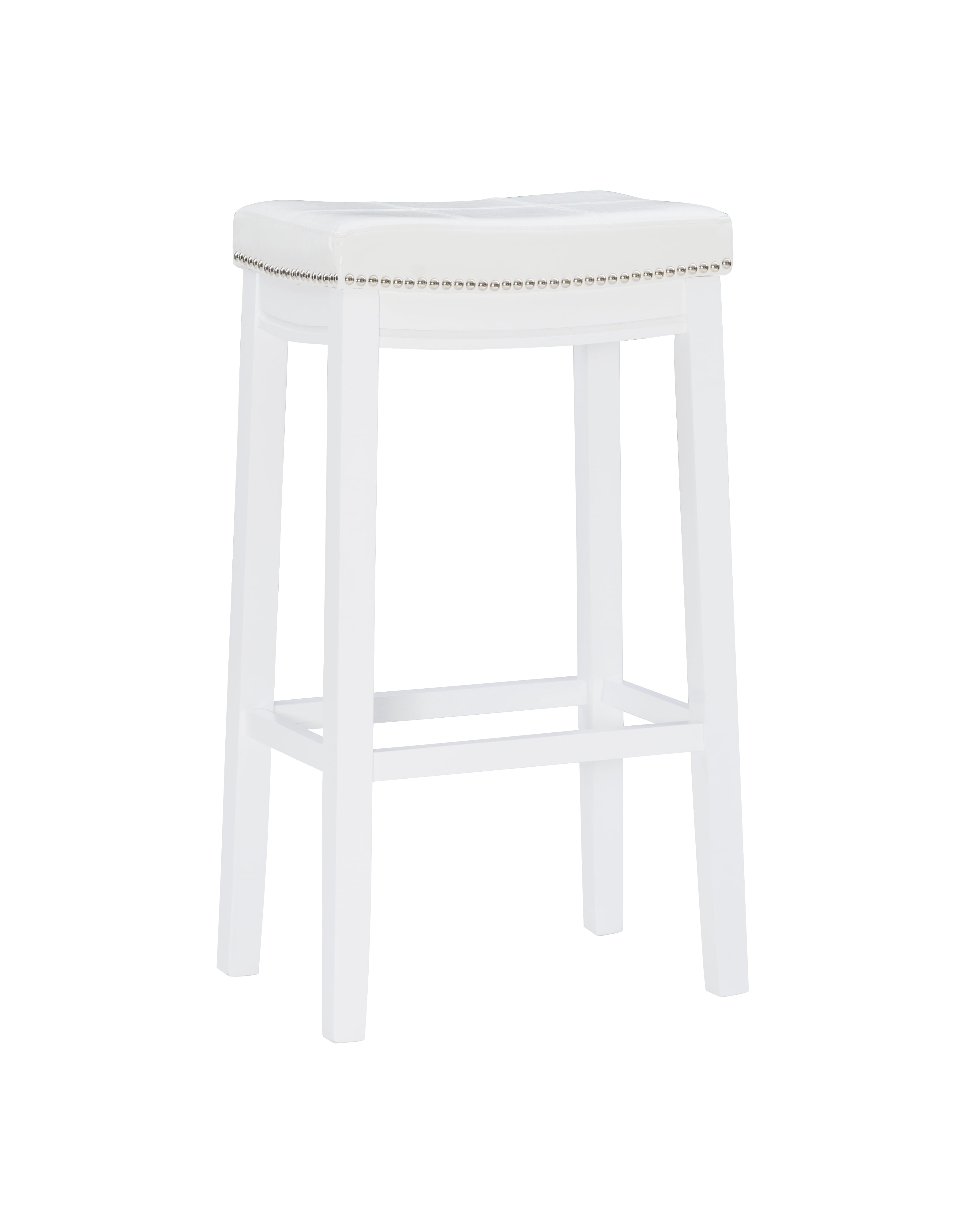 Linon Claridge 32 Backless Wood Bar Stool White White Faux Leather Includes 1 Stool Walmart
