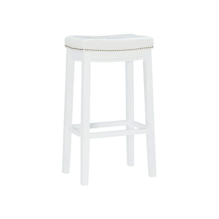 Linon Claridge 32 Backless Wood Bar Stool White White Faux Leather Includes 1 Stool Walmart