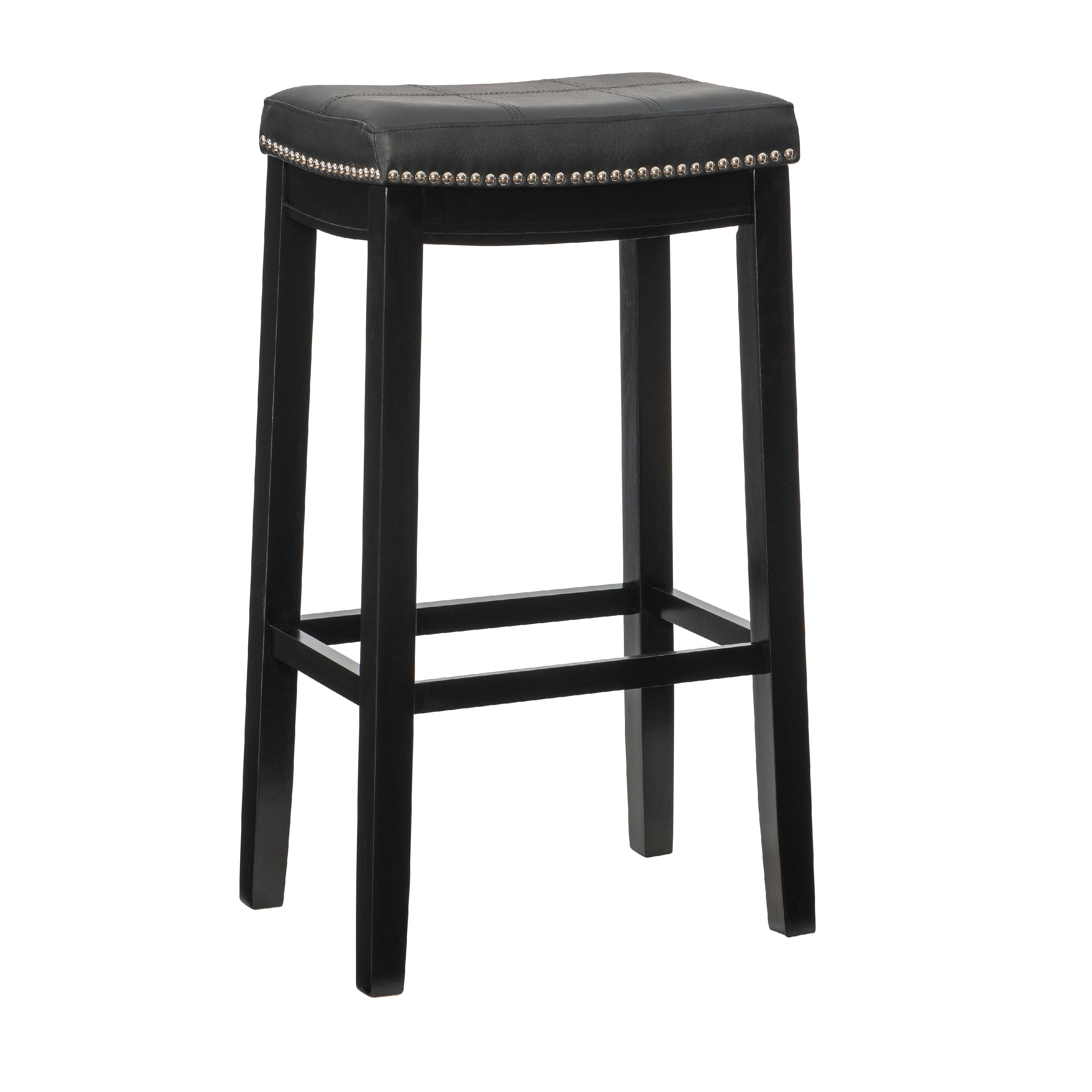 Linon Claridge 32" Backless Indoor Bar Stool, Black with Black Faux