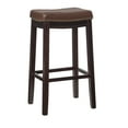 thumbnail image 1 of Linon Claridge 32.25" Backless Wood Bar Stool, Dark Brown/Cognac Faux Leather, Includes 1 Stool, 1 of 9