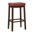 thumbnail image 1 of Linon Claridge 32" Backless Indoor Wood Bar Stool, Dark Brown/Red Faux Leather, 1 Stool, 1 of 10