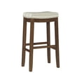 thumbnail image 1 of Linon Claridge 32" Backless Wood Bar Stool, Rich Brown with Natural Linen Fabric, Includes 1 Stool, 1 of 14