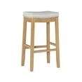 thumbnail image 1 of Linon Claridge 32" Backless Wood Bar Stool, Rustic Brown/Linen Striped Fabric, Includes 1 Stool, 1 of 12