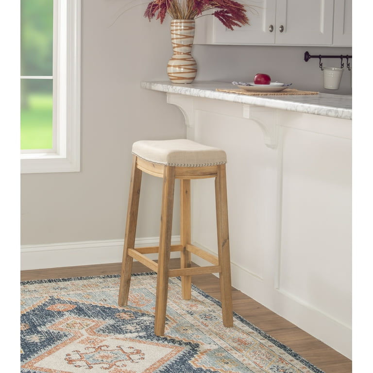Linon Wooden Saddle Seat Bar Stool, Claridge 32