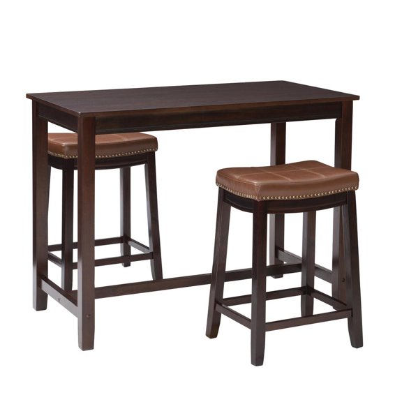Linon Claridge 3Pc Counter Set Brown Cognac