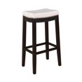 thumbnail image 1 of Linon Claridge Backless Wood Bar Stool, 32.5" Seat Height, Black Finish with White Faux Leather Fabric, 1 of 2