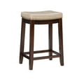 thumbnail image 1 of Linon Claridge 26" Backless Indoor Wood Counter Stool, Dark Brown/Beige Faux Leather, 1 Stool, 1 of 9