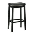 thumbnail image 1 of Linon Claridge Backless Wood Bar Stool, 32" Seat Height, Black Finish with Black Faux Leather Fabric, 1 of 12