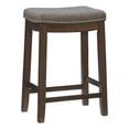 thumbnail image 1 of Linon Claridge Counter Stool Gray Woven Padded Seat Wood Frame in Rustic Brown, 1 of 9