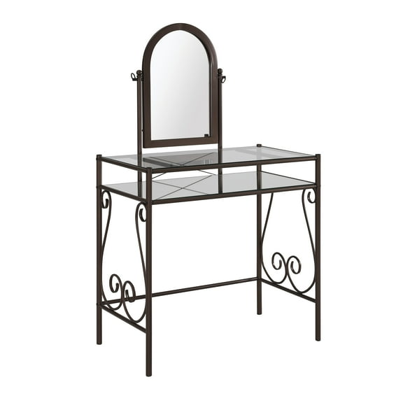 Linon Clarisse Metal Vanity Set in Gray