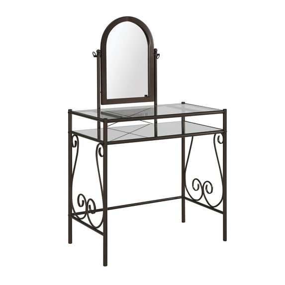 Linon Clarisse Metal Vanity Set in Gray