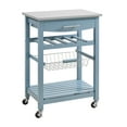 thumbnail image 1 of Linon Clarke 4-Tier Mobile Serving Cart with Stainless Steel Top, 22.75" Length, Blue, 1 of 14