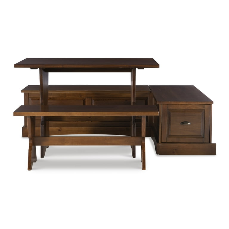 Linon Colby Backless Wood Corner Dining Breakfast Nook with Table
